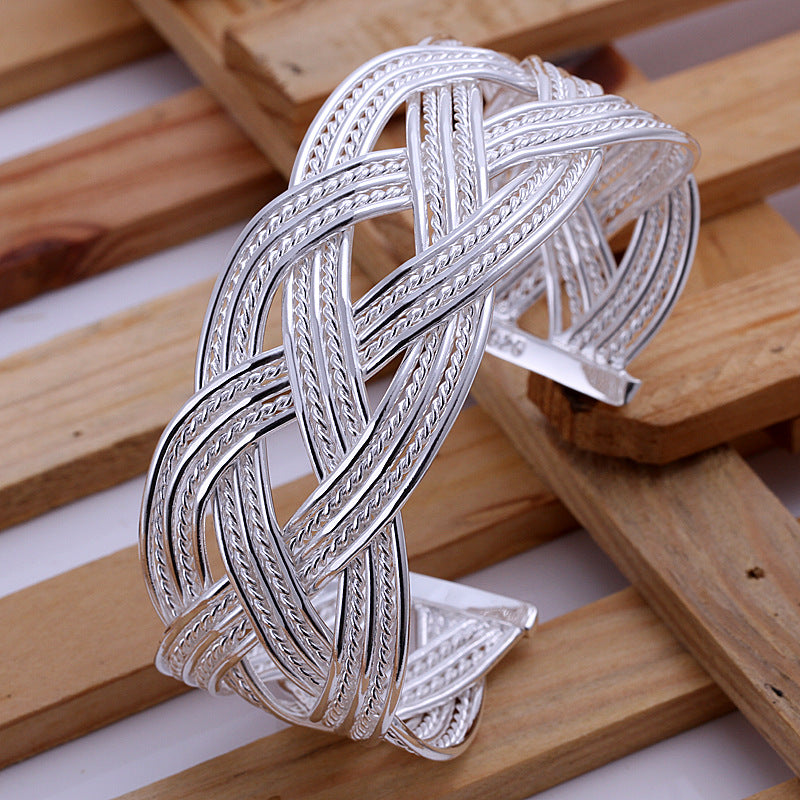 Stylish Silver Woven Bracelet