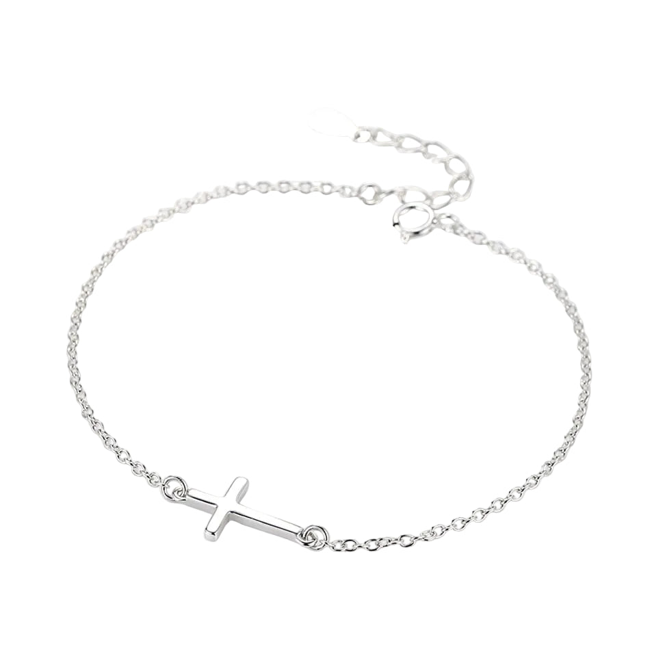 Simple S925 Sterling Silver Cross Bracelet Jewelry