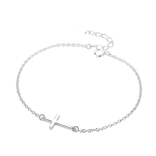 Simple S925 Sterling Silver Cross Bracelet Jewelry