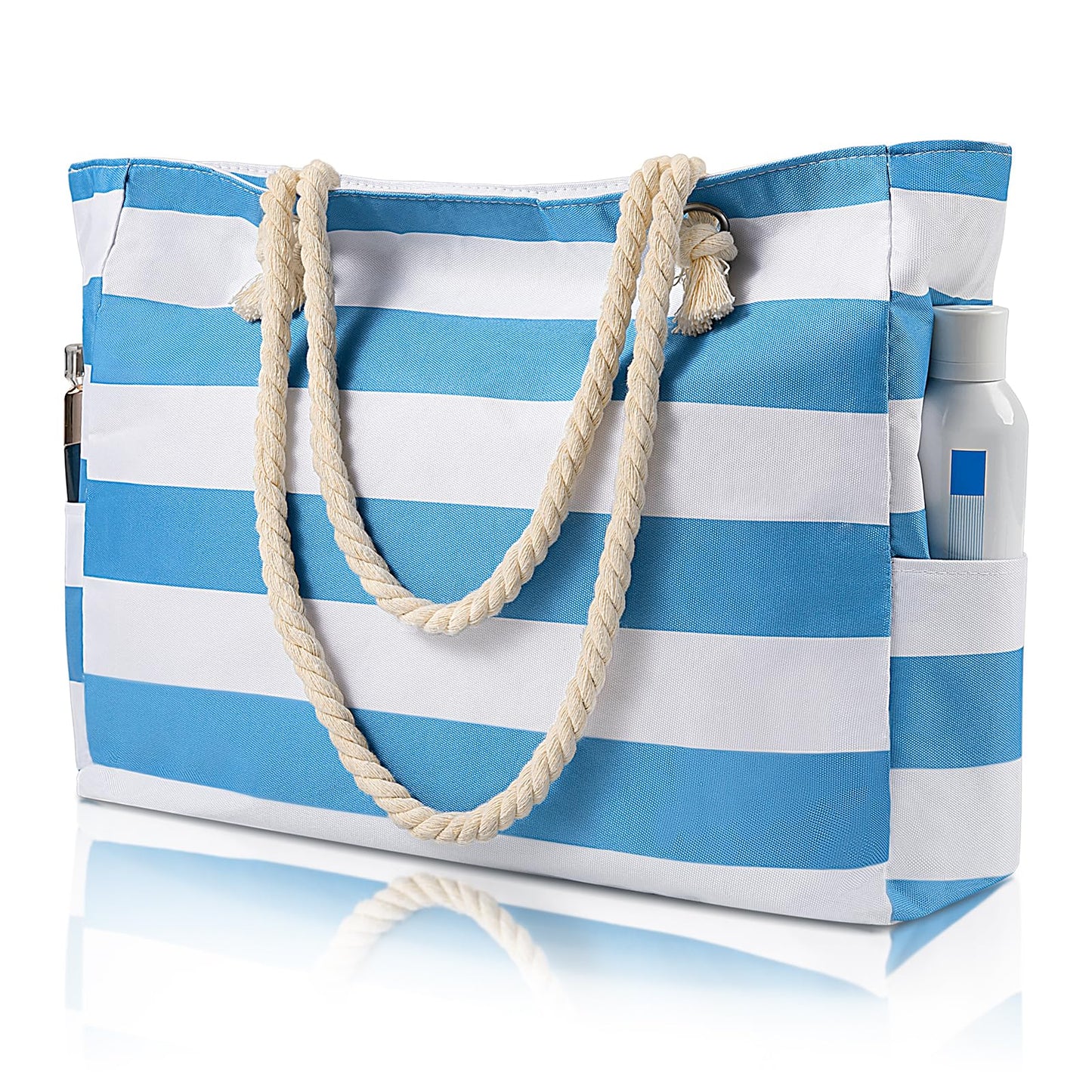 Large Waterproof Beach Bag with Zipper – Sandproof Tote