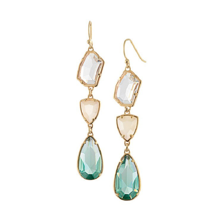 Waterdrop Earrings with Alloy Gemstone Crystals
