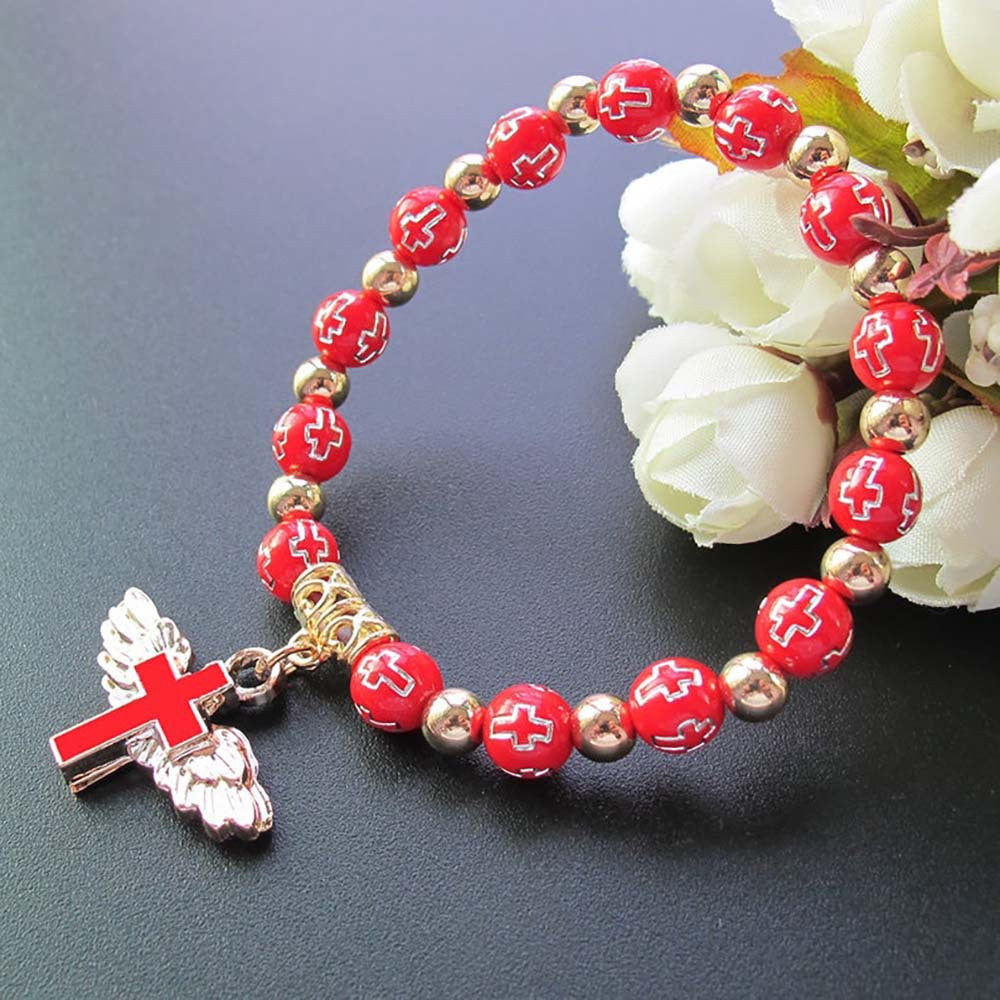 Oil Dripping Angel Cross Bracelet – Faith & Protection