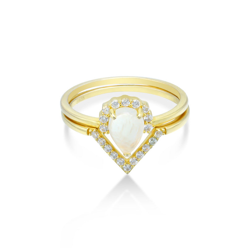 Japanese Style Creative 925 Silver Moonstone Ring