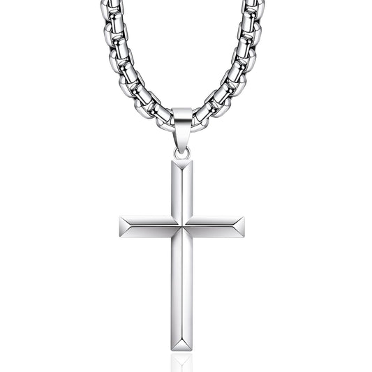 925 Sterling Silver Cross Necklace Pendant – 18K Chain