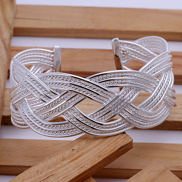 Stylish Silver Woven Bracelet