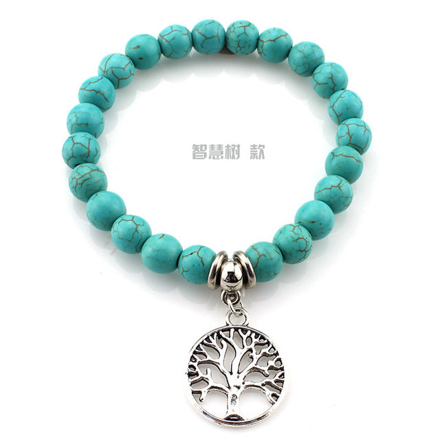 Blue Turquoise Charm Cross Bracelet