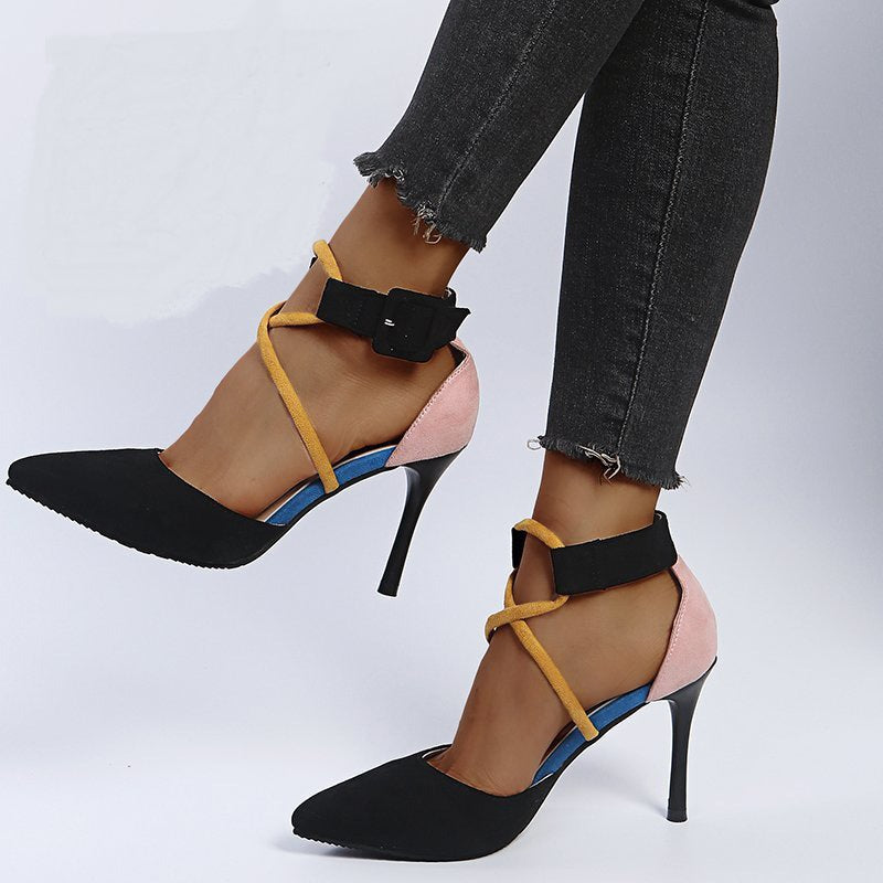 Women's Pointed Toe Cross Strap Heels