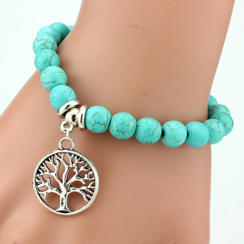 Blue Turquoise Charm Cross Bracelet