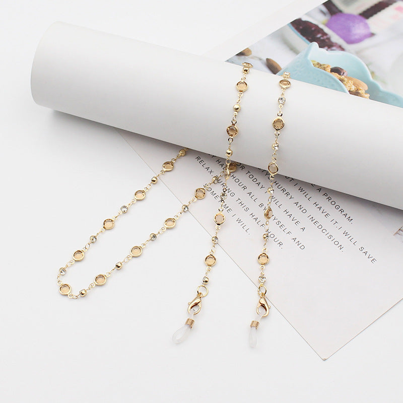 Luxury Eyeglass Chain with Colorful Crystal Accents