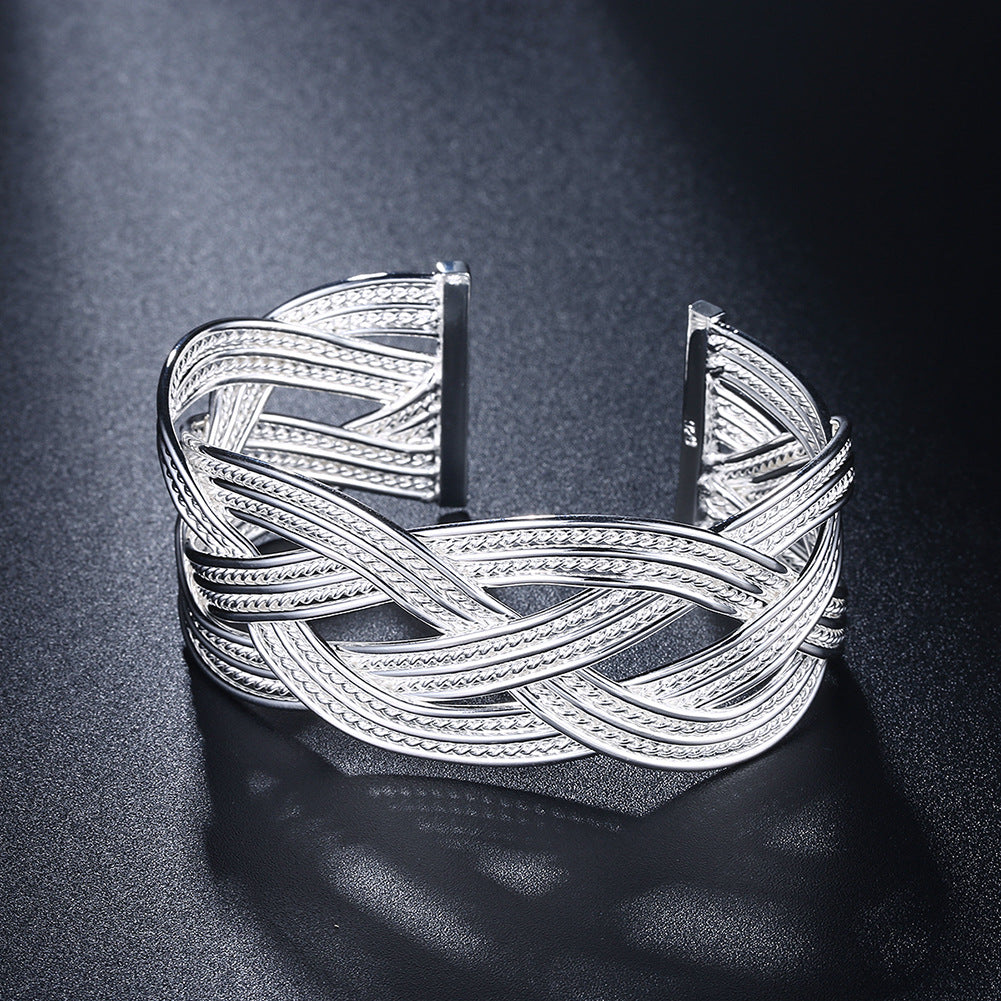 Stylish Silver Woven Bracelet