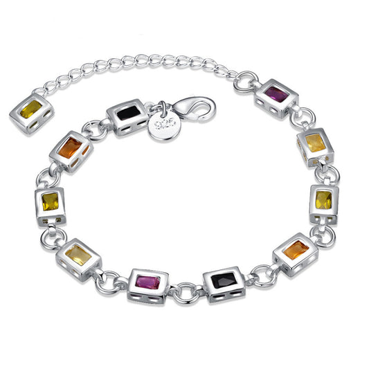 925 Silver Plated Gemstone Bracelet