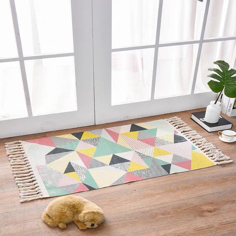 Nordic Style Cotton Linen Area Rug – Non-Slip, Multiple Colors & Designs