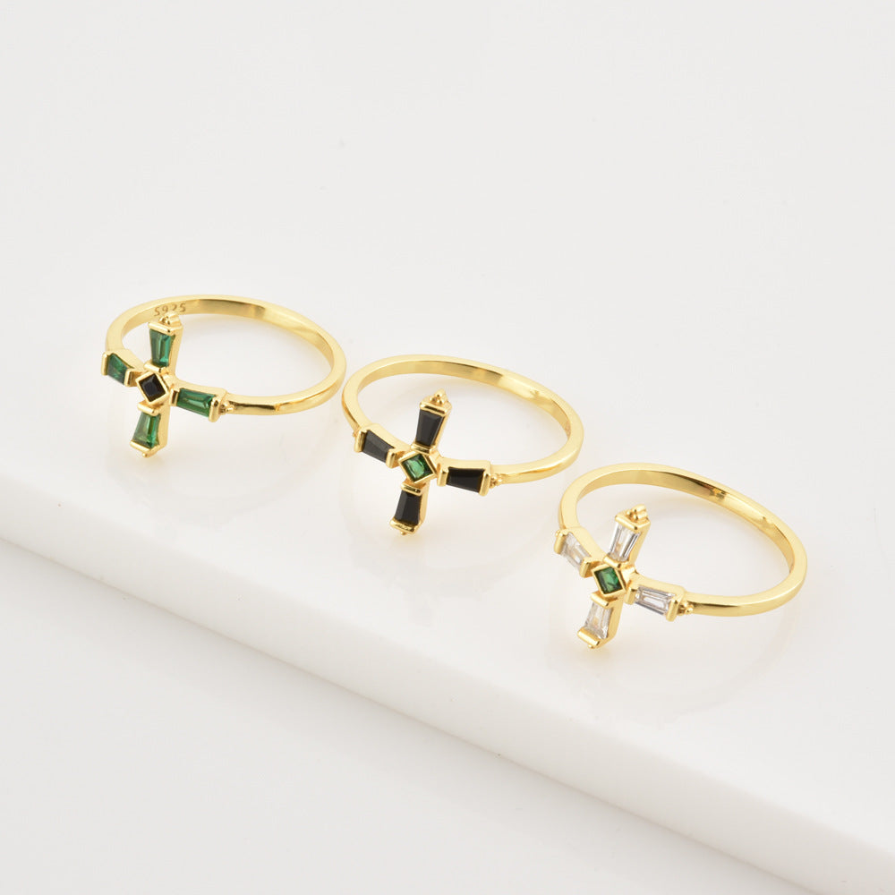 Faith Cross Ring – Gemstone Baguette