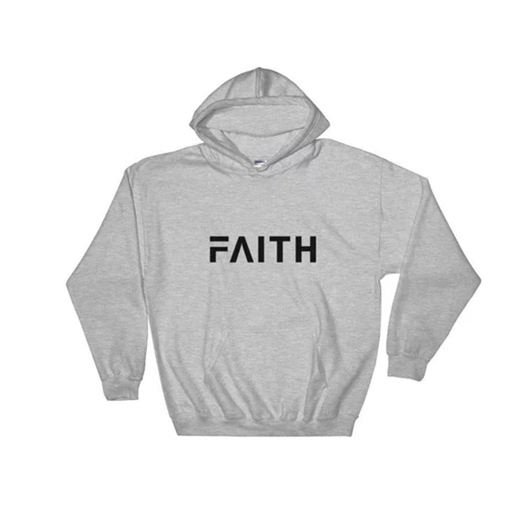 Faith Letter Print Hooded Sweatshirt