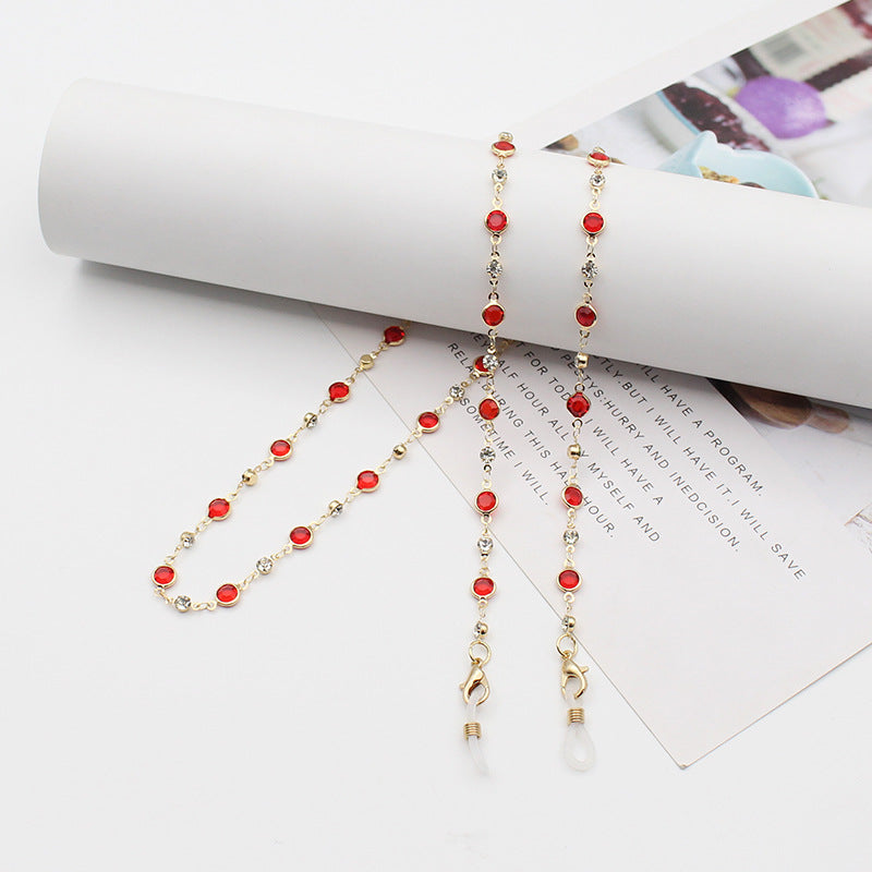 Luxury Eyeglass Chain with Colorful Crystal Accents
