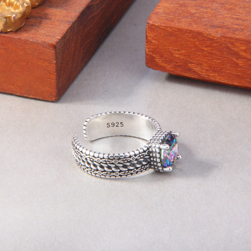 S925 Sterling Silver Purple Zircon Ring