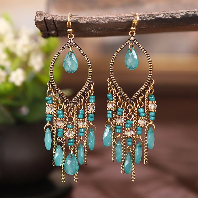 Bohemian Long Tassel Earrings - Gold Plated
