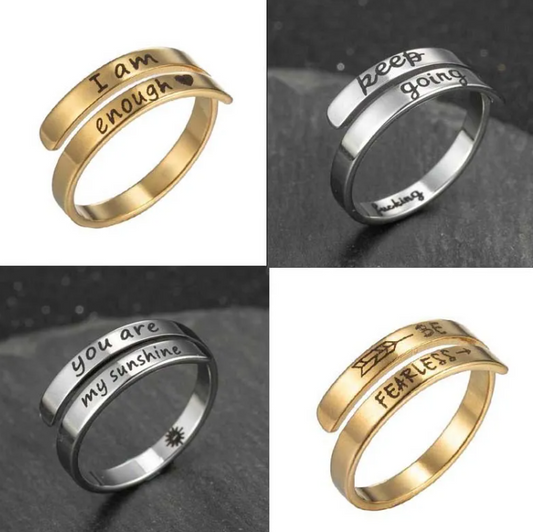Dual Band English Stainless Steel Ring