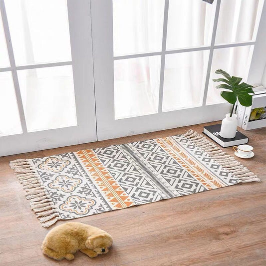 Nordic Style Cotton Linen Area Rug – Non-Slip, Multiple Colors & Designs