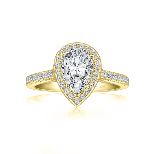925 Sterling Silver Pear Cut Cubic Zirconia Ring – Size 7.5