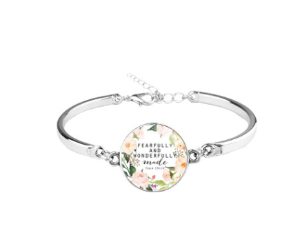 Patterned Bible Bracelet with Gemstones and Chain