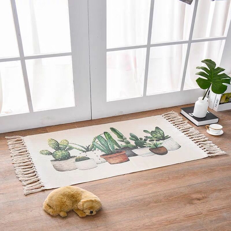 Nordic Style Cotton Linen Area Rug – Non-Slip, Multiple Colors & Designs