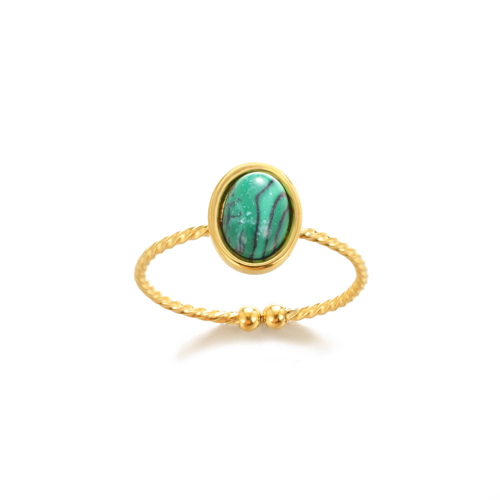 Turquoise Inlaid Stainless Steel Ring