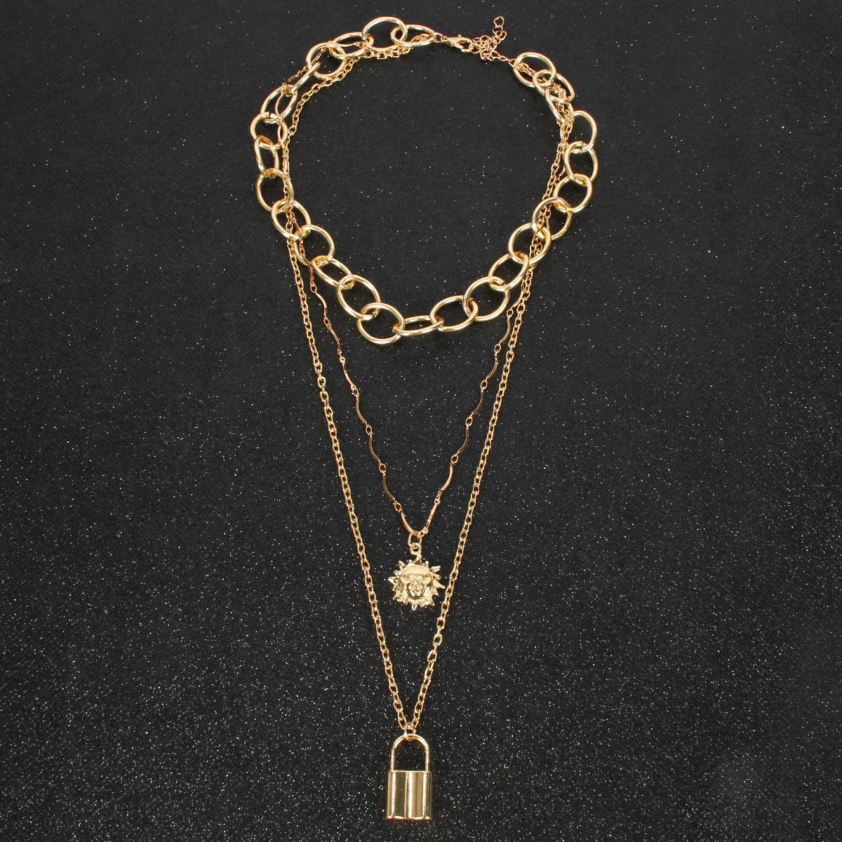 Exaggerated Layered Necklace with Sunflower Pendant