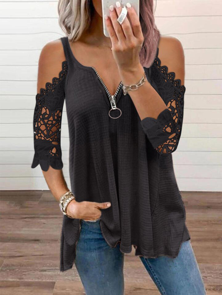 Women's Halter Lace Sleeve Tank Top