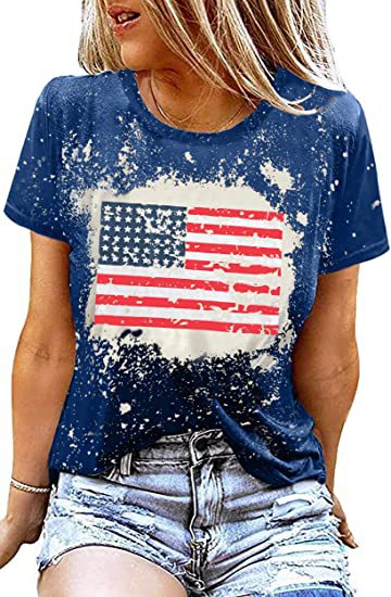 Women's Patriotic Flag Print T-Shirt