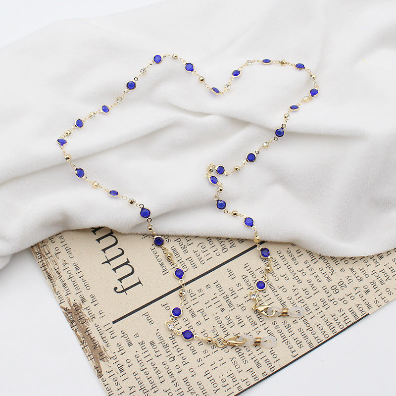 Luxury Eyeglass Chain with Colorful Crystal Accents