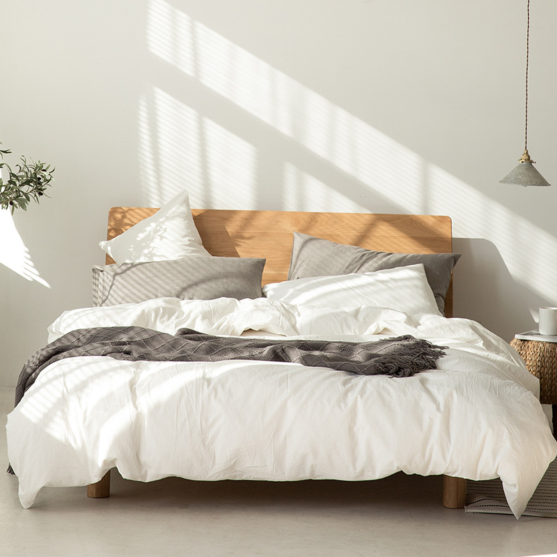 Minimalist Japanese Bedding Set – Muji-Inspired, Lattice Pattern
