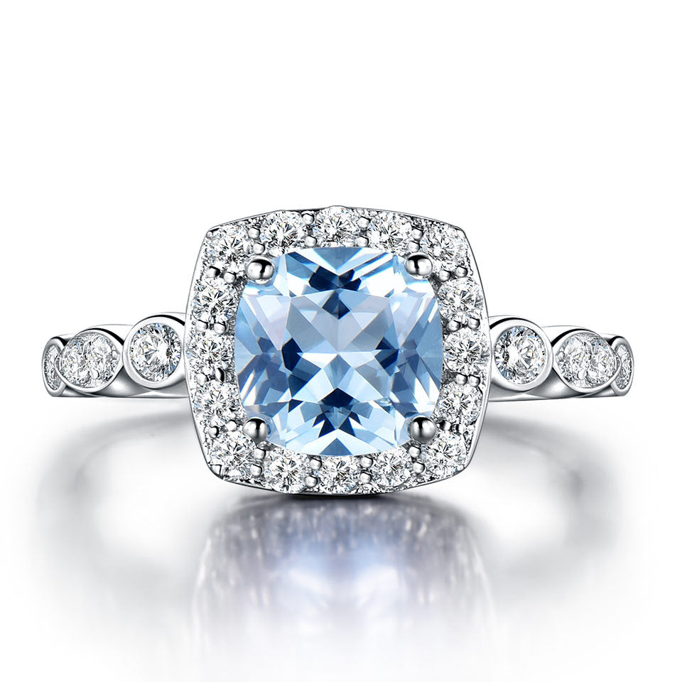 S925 Silver Ring with Blue Topaz Stone