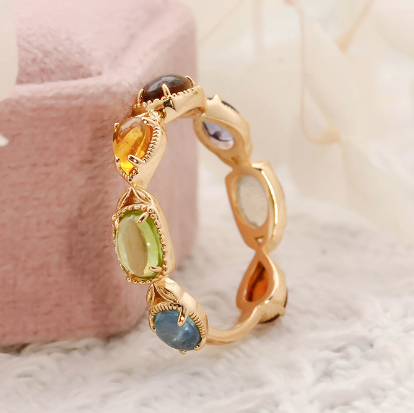 Artistic Retro 925 Silver Citrine Olivine Ring