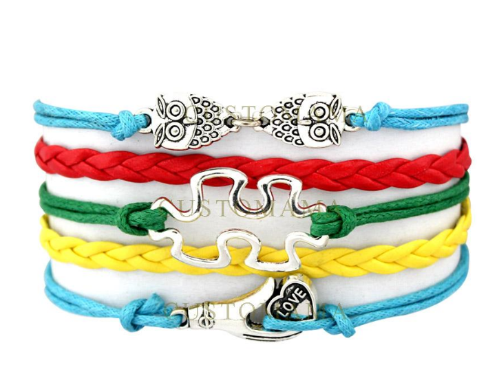 Handmade Bangle Bracelet-Owl and Bird Charms