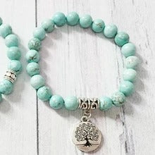 8mm Blue Turquoise Beaded Bracelet