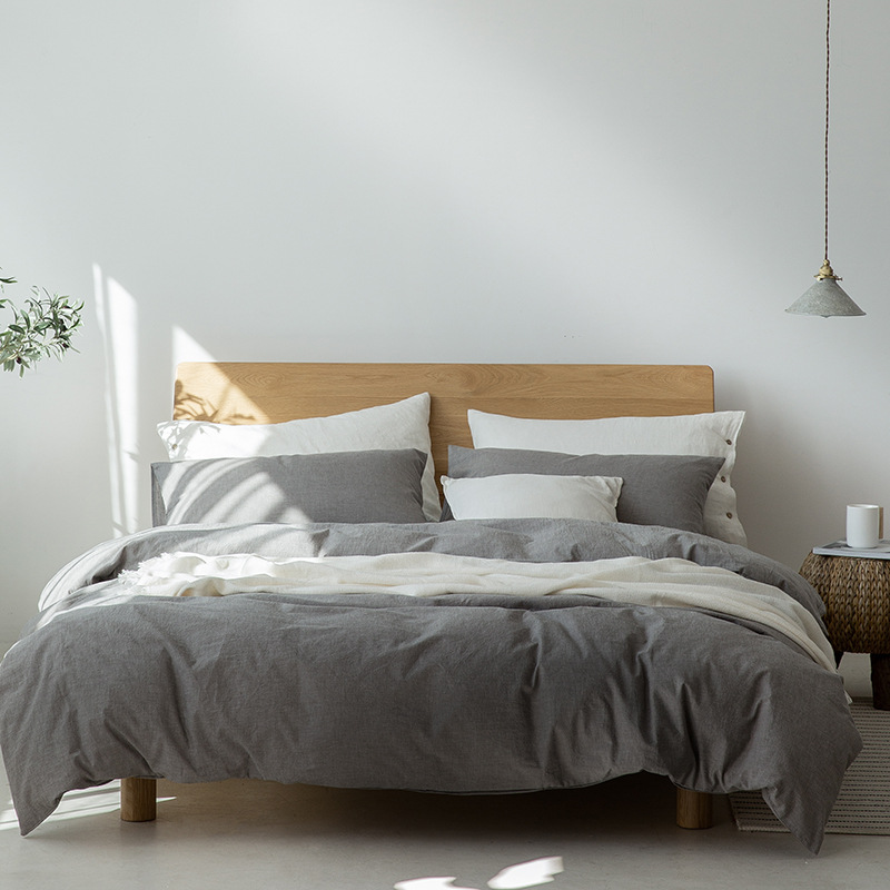 Minimalist Japanese Bedding Set – Muji-Inspired, Lattice Pattern