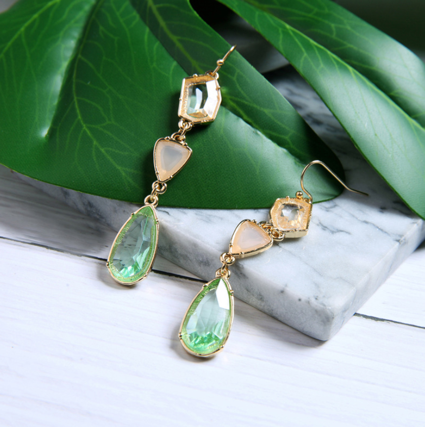 Waterdrop Earrings with Alloy Gemstone Crystals