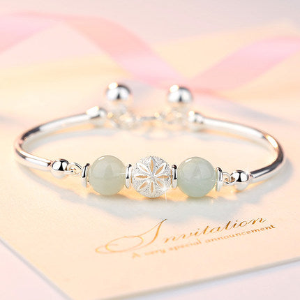 Jade Open Bangle and Bead Bracelet