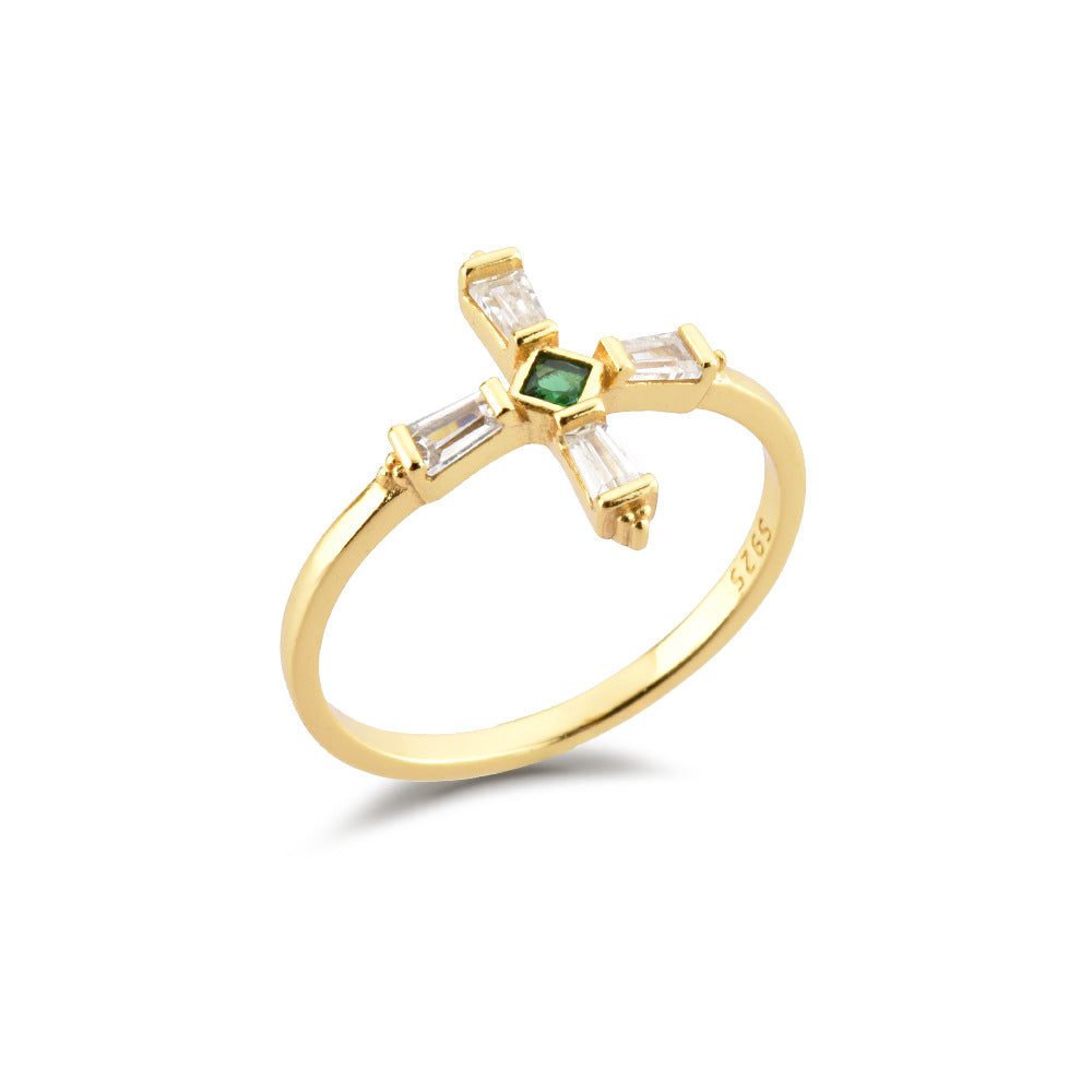 Faith Cross Ring – Gemstone Baguette
