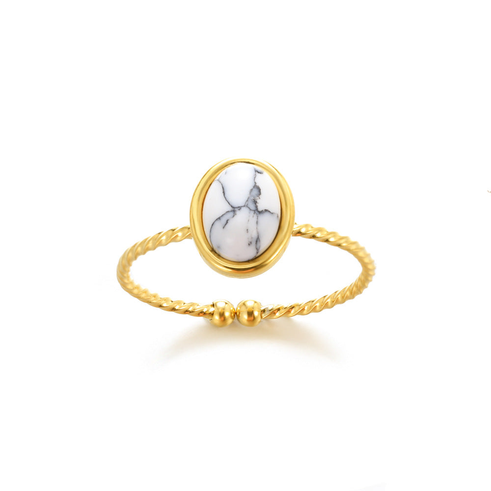 Turquoise Inlaid Stainless Steel Ring