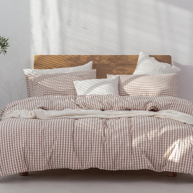Minimalist Japanese Bedding Set – Muji-Inspired, Lattice Pattern