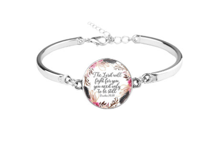 Patterned Bible Bracelet with Gemstones and Chain