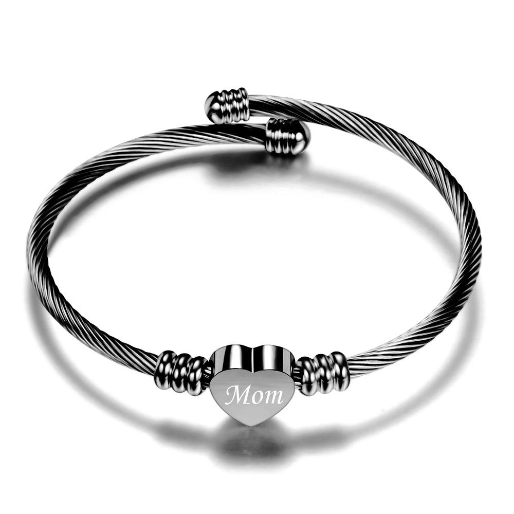 Mother's Day Braided Bracelet – Stainless Steel Heart Letter Design