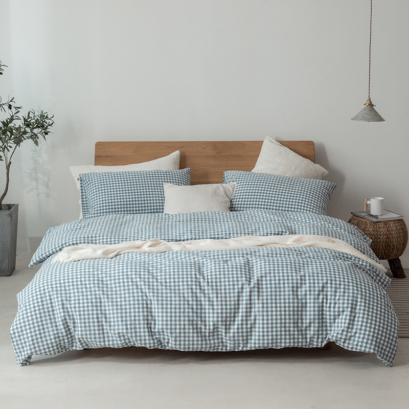 Minimalist Japanese Bedding Set – Muji-Inspired, Lattice Pattern
