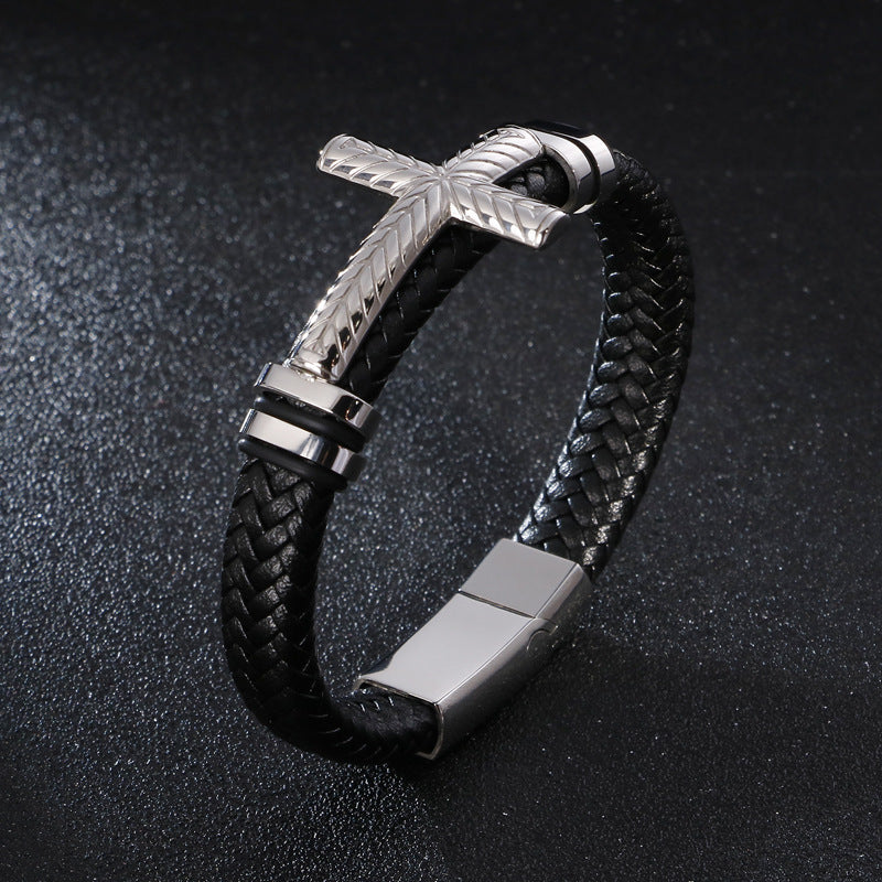 Fashionable Men's Stainless Steel Cross Bracelet