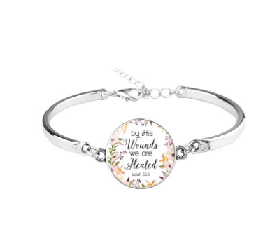 Patterned Bible Bracelet with Gemstones and Chain