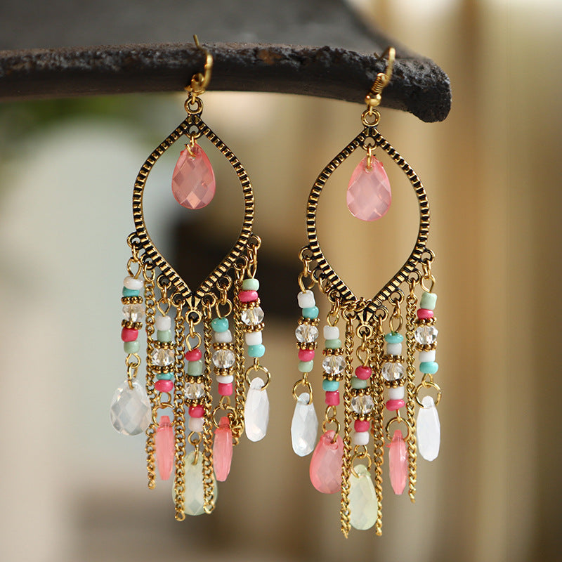 Bohemian Long Tassel Earrings - Gold Plated