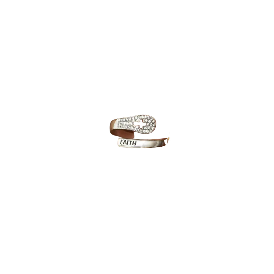 S925 Sterling Silver Faith Cross Ring with Zircons
