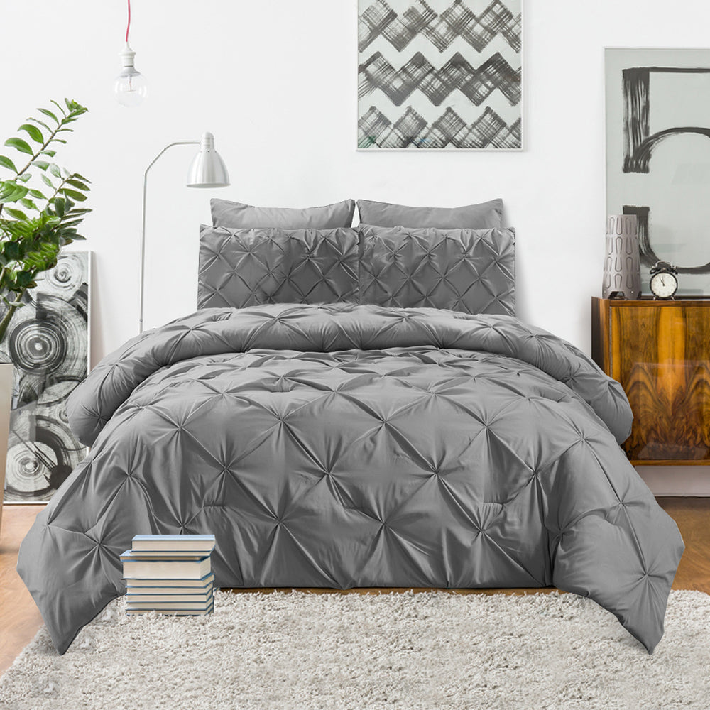 Luxury Quilted Bedding Set – Grey & White